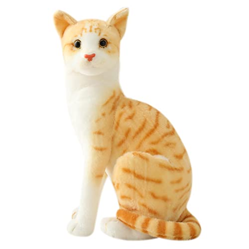 Katze Kuscheltier echt, 30cm Stofftier Katze Lebensecht Stehend Katze Plüschtier Püppchen Realistische Katze Kuscheltier Plüsch Kätzchen Kuschelige Katze Miau Spielzeug für Kinder Frauen Geschenk von BYNYXI