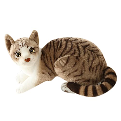 Katze Plüschtier Lebensecht, 30cm Liegendes Katze Kuscheltier Püppchen Realistische Katze Kuscheltier Stofftier Spielzeug Cartoon Plüsch Kätzchen Tierfiguren Spielzeug für Kinder Frauen Geschenk von BYNYXI