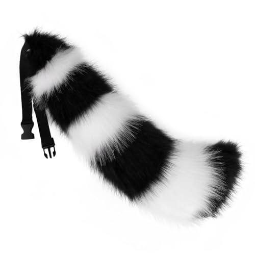 Katzenschwanz Cosplay, 65cm Langer Tierschwanz Anime Cosplay Kostüm Fuchsschwanz Plüsch Furry Fox Wolf Tail Cosplay Kostüm für Halloween Weihnachten Festival Geburtstag Party Favors Rollenspiel von BYNYXI