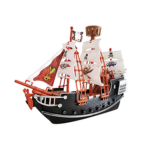 Piratenschiff Spielzeug, Kinder Piratenschiff Rollenspiel Spielzeug Kunststoff Holländer Segelschiff Modell Pirate Collection Figuren mit Piratenflagge Segeln Kanonen Lernspielzeug-27cmx19cmx6.5cm von BYNYXI