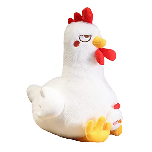 Plüschtiere Huhn, 45cm Flauschige Hähnchen Kuscheltier Stofftier Huhn Küken Plüsch Kissen Kawaii Henne Realistisch Gockel Plüschtier Plüschpuppe Weiche Plüsch Spielzeug für Kinder Jungen Mädchen von BYNYXI