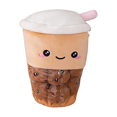 Plüschtiere Milchteetasse, Bubble Tea Kuscheltier Gefülltes Kaffeetasse Puppe Kuscheltier Umarmungskissen Stofftier Softpuppe Plüschkissen Spielzeug für Kinder Jungen Mädchen Geschenk,30cmx40cm von BYNYXI