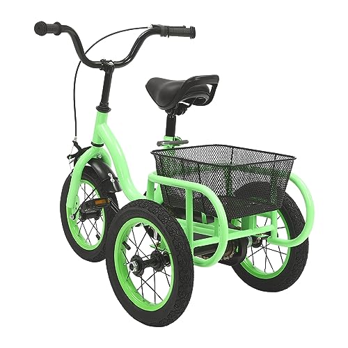 12 Zoll Kinder Dreirad für 2–5 Jahre, Single Speed 3-Rad Fahrrad mit stabilem Stahlrahmen, verstellbarem Sitz & Lenker, Luftreifen, Kettenabdeckung & Einkaufskorb, Dreirad für Jungen & Mädchen 12 Zoll Kinder Dreirad für 2–5 Jahre, Single Speed 3-Rad Fahrrad mit stabilem Stahlrahmen, verstellbarem Sitz & Lenker, Luftreifen, Kettenabdeckung & Einkaufskorb, Dreirad für Jungen & Mädchen von BYUAK