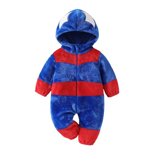 BYUSBAYA Baby Tier Cosplay Kostüm Kleinkind Jungen Mädchen Langarm Reißverschluss Kapuze Flanell Overall Lustige Halloween Kleidung (D Blau, 2-3T) von BYUSBAYA