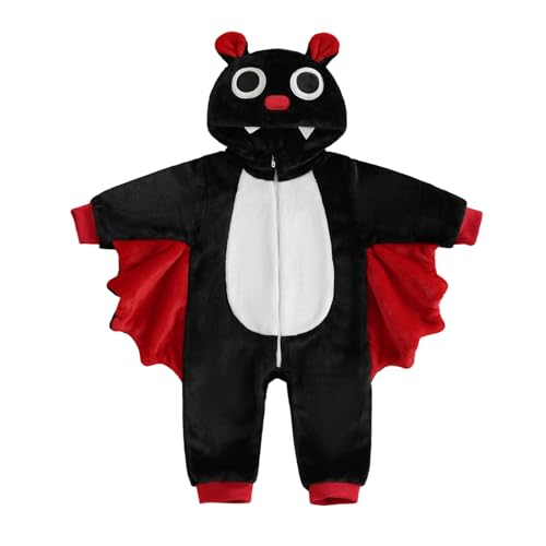 BYUSBAYA Baby Tier Cosplay Kostüm Kleinkind Jungen Mädchen Langarm Reißverschluss Kapuze Flanell Overall Lustige Halloween Kleidung (G Rot, 2-3T) von BYUSBAYA