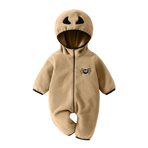 BYUSBAYA Baby Tier Cosplay Kostüm Kleinkind Jungen Mädchen Langarm Reißverschluss Kapuze Flanell Overall Lustige Halloween Kleidung (N Khaki, 18-24 Monate) von BYUSBAYA