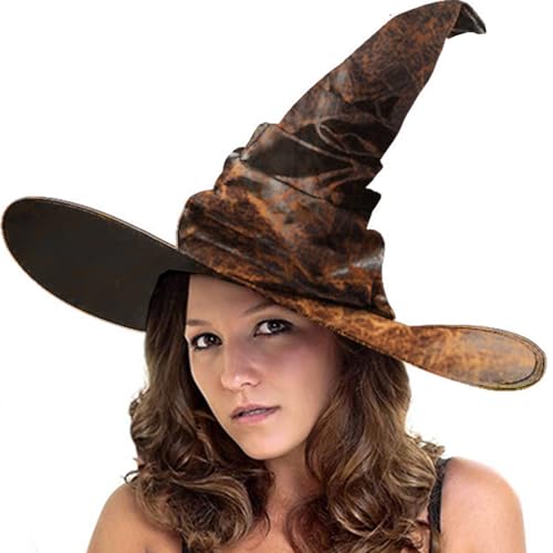 BYUSBAYA Damen Halloween Hexenhut Neuheit Lustige Gothic Zauberer Kappen Hexen Cosplay Hüte Halloween Party Kostüme Zubehör (A Braun, Einheitsgröße) von BYUSBAYA