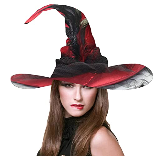 BYUSBAYA Damen Halloween Hexenhut Neuheit Lustige Gothic Zauberer Kappen Hexen Cosplay Hüte Halloween Party Kostüme Zubehör (B Rot, Einheitsgröße) von BYUSBAYA
