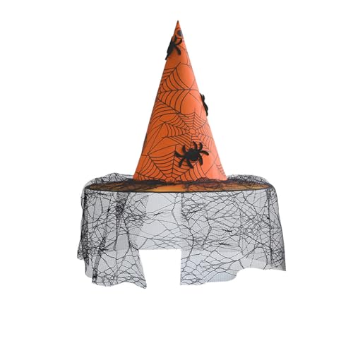 BYUSBAYA Damen Halloween Hexenhut Neuheit Lustige Gothic Zauberer Kappen Hexen Cosplay Hüte Halloween Party Kostüme Zubehör (G Orange, Einheitsgröße) von BYUSBAYA