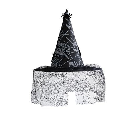 BYUSBAYA Damen Halloween Hexenhut Neuheit Lustige Gothic Zauberer Kappen Hexen Cosplay Hüte Halloween Party Kostüme Zubehör (G Schwarz, Einheitsgröße) von BYUSBAYA