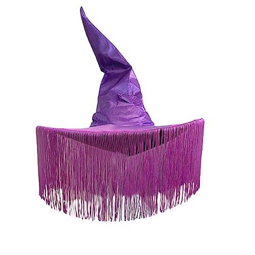 BYUSBAYA Damen Halloween Hexenhut Neuheit Lustige Gothic Zauberer Kappen Hexen Cosplay Hüte Halloween Party Kostüme Zubehör (H Lila, Einheitsgröße) von BYUSBAYA