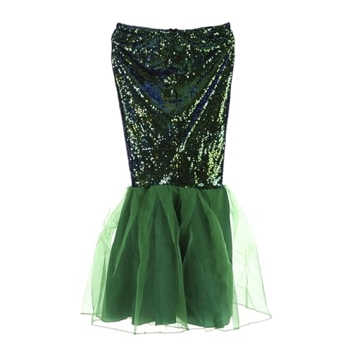 BYUSBAYA Damen Halloween Meerjungfrau Kostüme Rock Pailletten Glänzend Bodycon Maxi Fischschwanz Röcke Fancy Rave Cosplay Party Outfits (C Grün, L) von BYUSBAYA