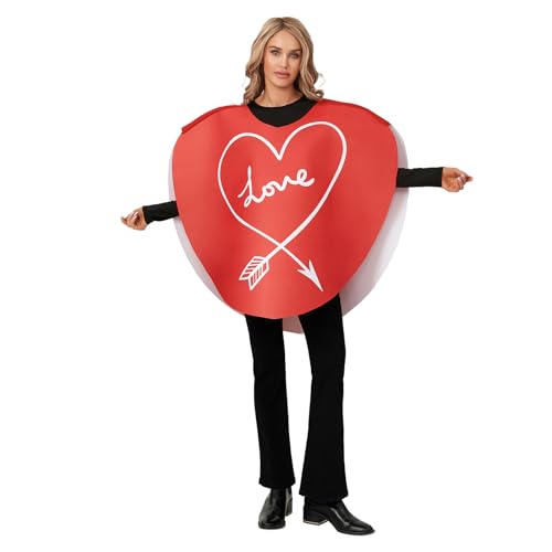 BYUSBAYA Erwachsenenkostüm in Herzform für Valentinstag, Rave, Jahrestag, Muttertag, Liebe, Partyzubehör, lustiges Herz, Cosplay-Kostüm (Rot 1, Einheitsgröße) von BYUSBAYA