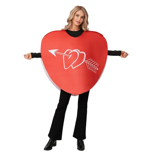 BYUSBAYA Erwachsenenkostüm in Herzform für Valentinstag, Rave, Jahrestag, Muttertag, Liebe, Partyzubehör, lustiges Herz, Cosplay-Kostüm (Rot 2, Einheitsgröße) von BYUSBAYA