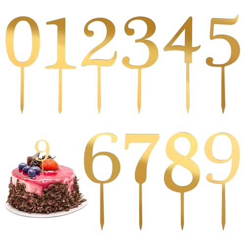 DE0324010309.XH080.240105 10 Stück Cake Topper Happy Birthday,Happy Birthday Tortendeko, Cake Topper 0-9 Geburtstag,Happy Birthday Cake Topper Geeignet von BYYT