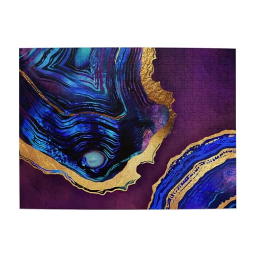 Achat, abstrakt, Lila, Blau, Gold, 500 Teile Puzzle für Erwachsene – Holzpuzzle für Erwachsene und ältere Menschen Achat, abstrakt, Lila, Blau, Gold, 500 Teile Puzzle für Erwachsene – Holzpuzzle für Erwachsene und ältere Menschen von BYwenhopnbs