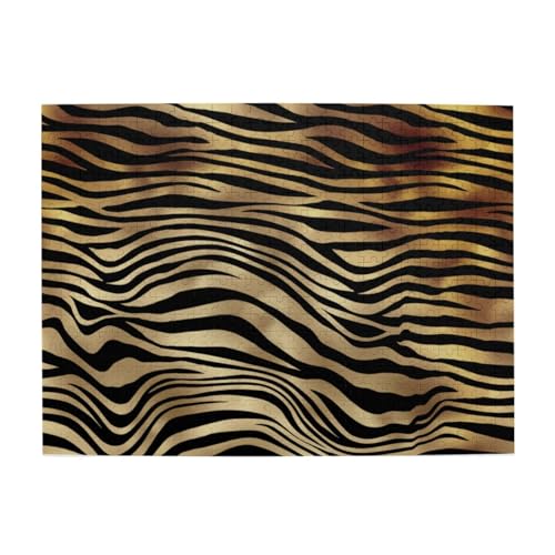 Afrikanisches Schwarzgold-Zebra-Tierhaut-Sepia, 500-teiliges Puzzle für Erwachsene – Holzpuzzle für Erwachsene und ältere Menschen von BYwenhopnbs