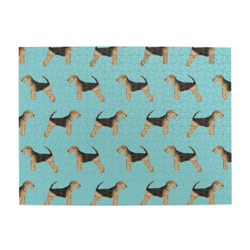Airedale Terrier Hund (2), 500 Teile Puzzle für Erwachsene – Holzpuzzle für Erwachsene und ältere Menschen von BYwenhopnbs