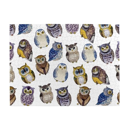 Aquarell-Puzzle mit niedlichen Eulen, 500 Teile, Puzzle für Erwachsene, Holzpuzzle für Erwachsene und ältere Menschen Aquarell-Puzzle mit niedlichen Eulen, 500 Teile, Puzzle für Erwachsene, Holzpuzzle für Erwachsene und ältere Menschen von BYwenhopnbs