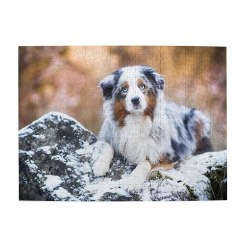 Australian Shepherd Schnee Winter Schöne Hunde, 500 Teile Puzzle für Erwachsene – Holzpuzzle für Erwachsene und ältere Menschen Australian Shepherd Schnee Winter Schöne Hunde, 500 Teile Puzzle für Erwachsene – Holzpuzzle für Erwachsene und ältere Menschen von BYwenhopnbs