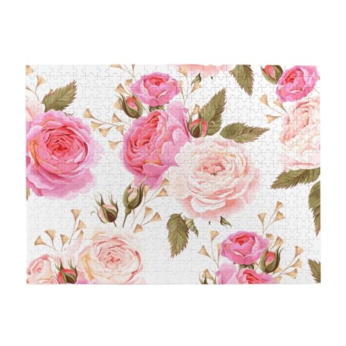 Blumen, Blume, Rose, Pink, 500 Teile Puzzle für Erwachsene – Holzpuzzle für Erwachsene und ältere Menschen Blumen, Blume, Rose, Pink, 500 Teile Puzzle für Erwachsene – Holzpuzzle für Erwachsene und ältere Menschen von BYwenhopnbs