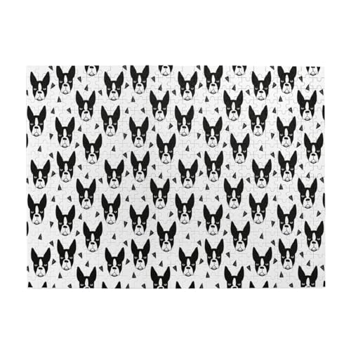 Boston Terrier, schwarz-weißer Hund, süße Hunde, 500-teiliges Puzzle für Erwachsene – Holzpuzzle für Erwachsene und ältere Menschen Boston Terrier, schwarz-weißer Hund, süße Hunde, 500-teiliges Puzzle für Erwachsene – Holzpuzzle für Erwachsene und ältere Menschen von BYwenhopnbs