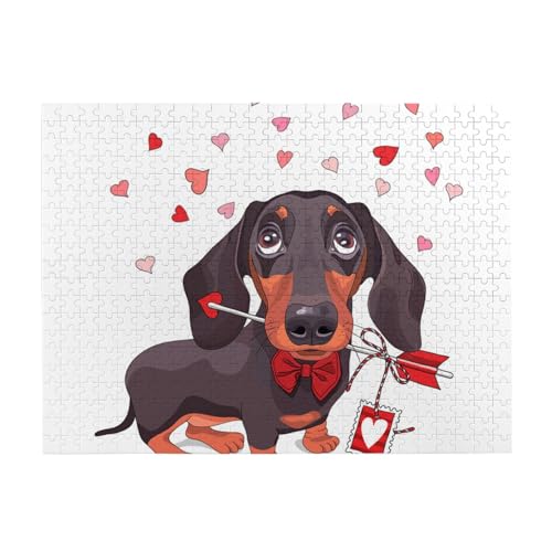 Dackel, Hund, Welpe, Tierliebe, Pfeil, 500 Teile Puzzle für Erwachsene – Holzpuzzle für Erwachsene und ältere Menschen Dackel, Hund, Welpe, Tierliebe, Pfeil, 500 Teile Puzzle für Erwachsene – Holzpuzzle für Erwachsene und ältere Menschen von BYwenhopnbs