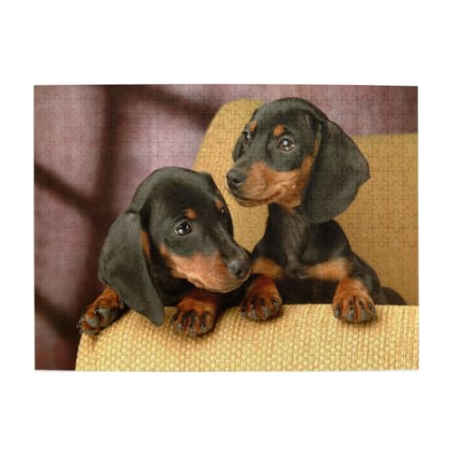 Dackelwelpen, Haustiere, Hunde, Kleiner Dackel, 500-teiliges Puzzle für Erwachsene – Holzpuzzle für Erwachsene und ältere Menschen Dackelwelpen, Haustiere, Hunde, Kleiner Dackel, 500-teiliges Puzzle für Erwachsene – Holzpuzzle für Erwachsene und ältere Menschen von BYwenhopnbs