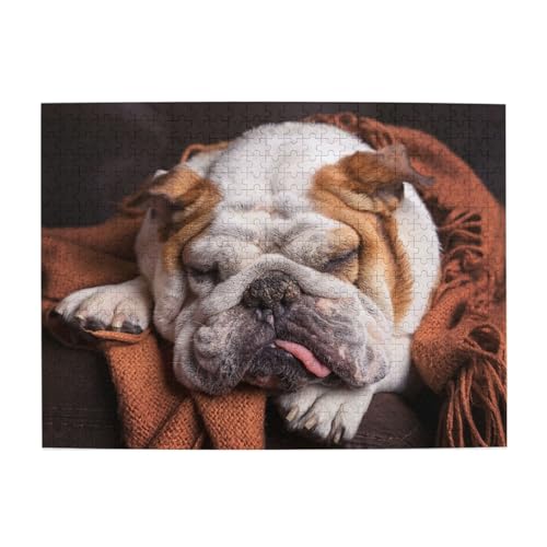 Englische Bulldoggen, Maulkorb, Haustiere, schlafende Hunde, 500-teiliges Puzzle für Erwachsene – Holzpuzzle für Erwachsene und ältere Menschen Englische Bulldoggen, Maulkorb, Haustiere, schlafende Hunde, 500-teiliges Puzzle für Erwachsene – Holzpuzzle für Erwachsene und ältere Menschen von BYwenhopnbs