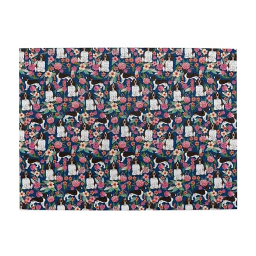 Englischer Springer Spaniel, Blumenmuster, süßer Blumenhund, 500-teiliges Puzzle für Erwachsene – Holzpuzzle für Erwachsene und ältere Menschen von BYwenhopnbs