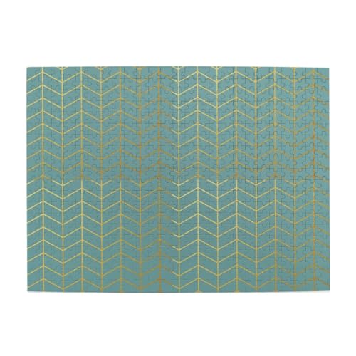 Fischgrätenmuster, Kunstgoldfolie, blaugrün, geometrisch, 500 Teile Puzzle für Erwachsene – Holzpuzzle für Erwachsene und ältere Menschen Fischgrätenmuster, Kunstgoldfolie, blaugrün, geometrisch, 500 Teile Puzzle für Erwachsene – Holzpuzzle für Erwachsene und ältere Menschen von BYwenhopnbs