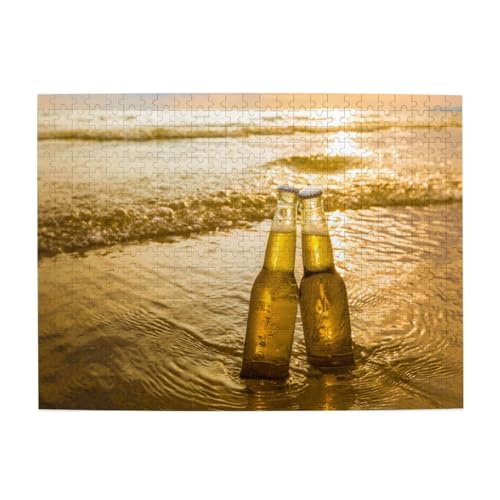 Flaschen Bier Strand Sonnenuntergang Zeit gedruckt, 500 Teile Puzzle für Erwachsene – Holzpuzzle für Erwachsene und ältere Menschen Flaschen Bier Strand Sonnenuntergang Zeit gedruckt, 500 Teile Puzzle für Erwachsene – Holzpuzzle für Erwachsene und ältere Menschen von BYwenhopnbs