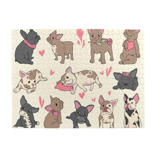 Französische Bulldogge, Welpe, Haustier, Spielen, 500-teiliges Puzzle für Erwachsene – Holzpuzzle für Erwachsene und ältere Menschen Französische Bulldogge, Welpe, Haustier, Spielen, 500-teiliges Puzzle für Erwachsene – Holzpuzzle für Erwachsene und ältere Menschen von BYwenhopnbs
