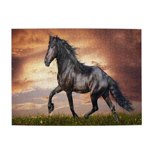 Friesenpferd-Design, 500-teiliges Puzzle für Erwachsene – Holzpuzzle für Erwachsene und ältere Menschen von BYwenhopnbs