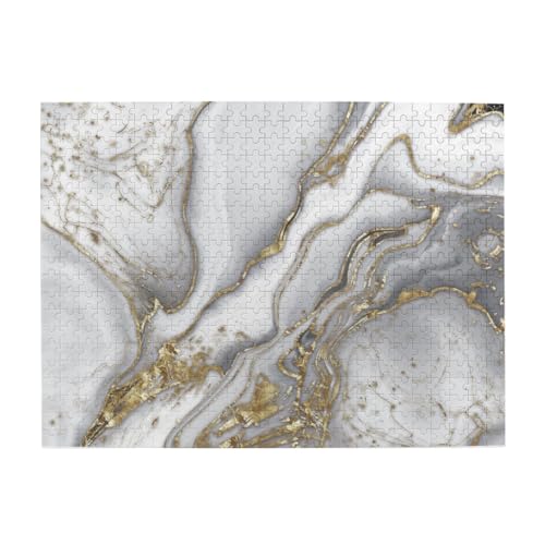Grauer flüssiger Marmor – Perle und Gold, 500-teiliges Puzzle für Erwachsene – Holzpuzzle für Erwachsene und ältere Menschen Grauer flüssiger Marmor – Perle und Gold, 500-teiliges Puzzle für Erwachsene – Holzpuzzle für Erwachsene und ältere Menschen von BYwenhopnbs