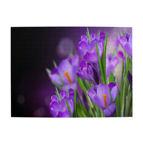 Grüne Blätter und lila Blumen gedruckt, 500-teiliges Puzzle für Erwachsene – Holzpuzzle für Erwachsene und ältere Menschen Grüne Blätter und lila Blumen gedruckt, 500-teiliges Puzzle für Erwachsene – Holzpuzzle für Erwachsene und ältere Menschen von BYwenhopnbs