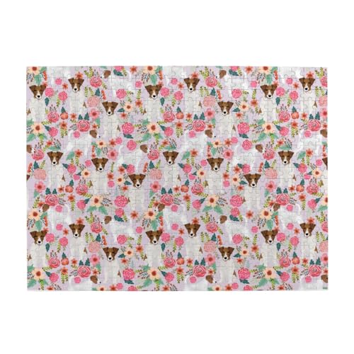 Jack Russell Flieder Vintage Blumen, 500 Teile Puzzle für Erwachsene – Holzpuzzle für Erwachsene und ältere Menschen Jack Russell Flieder Vintage Blumen, 500 Teile Puzzle für Erwachsene – Holzpuzzle für Erwachsene und ältere Menschen von BYwenhopnbs