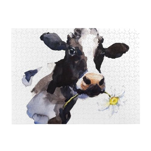 Kuh mit Gänseblümchen, 500-teiliges Puzzle für Erwachsene – Holzpuzzle für Erwachsene und ältere Menschen Kuh mit Gänseblümchen, 500-teiliges Puzzle für Erwachsene – Holzpuzzle für Erwachsene und ältere Menschen von BYwenhopnbs