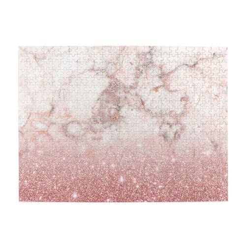 Kunstrosa, Roségold, Glitzer, weißer Marmor, Ombre, 500 Teile Puzzle für Erwachsene – Holzpuzzle für Erwachsene und ältere Menschen Kunstrosa, Roségold, Glitzer, weißer Marmor, Ombre, 500 Teile Puzzle für Erwachsene – Holzpuzzle für Erwachsene und ältere Menschen von BYwenhopnbs