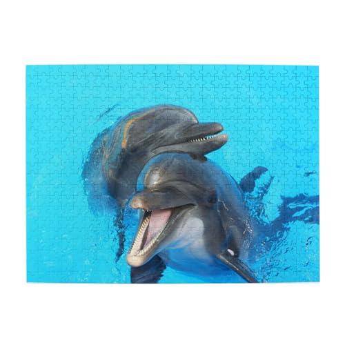 Lächelndes Gesicht Delfine gedruckt, 500 Teile Puzzle für Erwachsene – Holzpuzzle für Erwachsene und ältere Menschen Lächelndes Gesicht Delfine gedruckt, 500 Teile Puzzle für Erwachsene – Holzpuzzle für Erwachsene und ältere Menschen von BYwenhopnbs