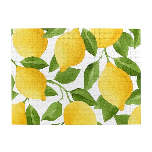 Leuchtend gelbe Aquarell-Zitronen, 500-teiliges Puzzle für Erwachsene – Holzpuzzle für Erwachsene und ältere Menschen Leuchtend gelbe Aquarell-Zitronen, 500-teiliges Puzzle für Erwachsene – Holzpuzzle für Erwachsene und ältere Menschen von BYwenhopnbs