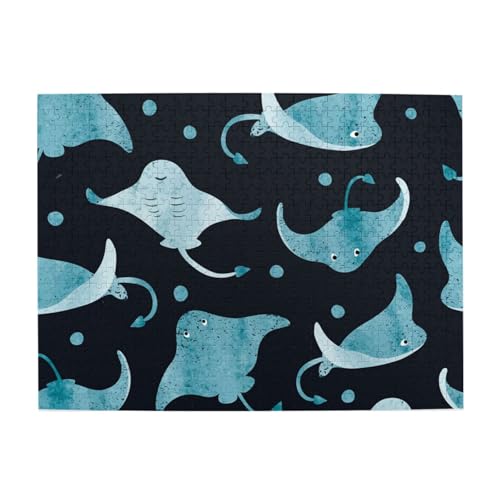 Mantarochen und Fische, 500-teiliges Puzzle für Erwachsene – Holzpuzzle für Erwachsene und ältere Menschen von BYwenhopnbs