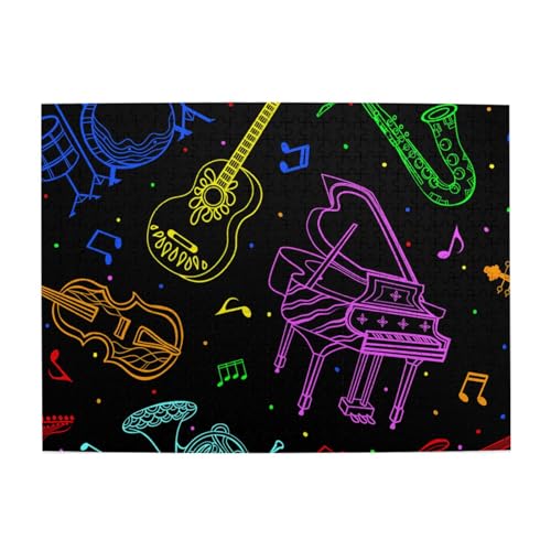 Musikinstrumente in Neonfarben, 500-teiliges Puzzle für Erwachsene – Holzpuzzle für Erwachsene und ältere Menschen Musikinstrumente in Neonfarben, 500-teiliges Puzzle für Erwachsene – Holzpuzzle für Erwachsene und ältere Menschen von BYwenhopnbs