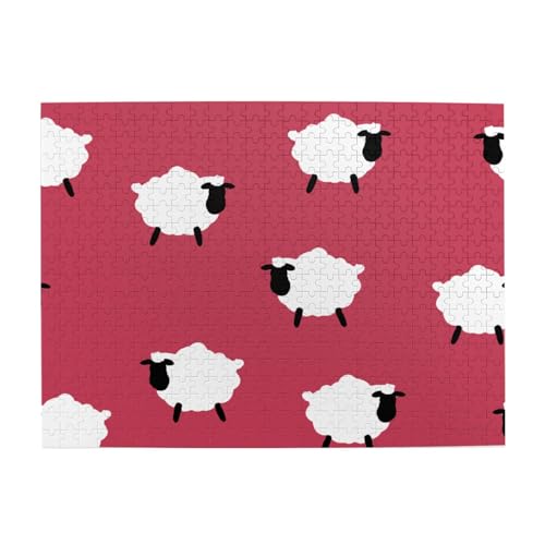 Niedliches Schaf-Cartoon-Puzzle, weißes Schaf, rot Bedruckt, 500 Teile, Puzzle für Erwachsene – Holzpuzzle für Erwachsene und ältere Menschen Niedliches Schaf-Cartoon-Puzzle, weißes Schaf, rot Bedruckt, 500 Teile, Puzzle für Erwachsene – Holzpuzzle für Erwachsene und ältere Menschen von BYwenhopnbs