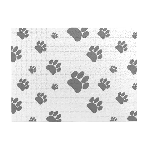 Pfotenabdruck, Hunde- und Katzentiere, Grau, 500-teiliges Puzzle für Erwachsene – Holzpuzzle für Erwachsene und ältere Menschen Pfotenabdruck, Hunde- und Katzentiere, Grau, 500-teiliges Puzzle für Erwachsene – Holzpuzzle für Erwachsene und ältere Menschen von BYwenhopnbs