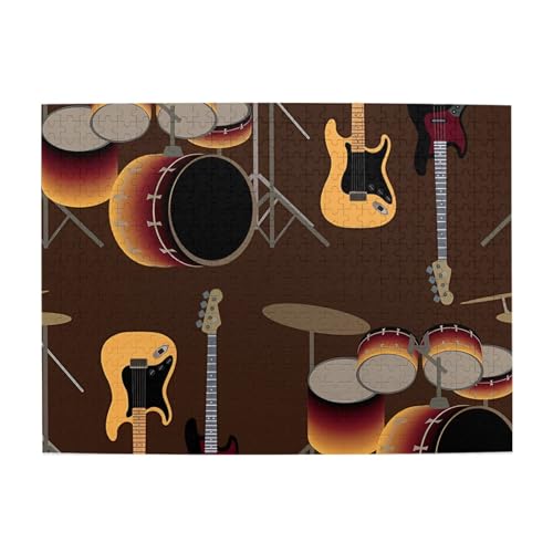 Rockmuster von Retro-Trommeln, 500-teiliges Puzzle für Erwachsene – Holzpuzzle für Erwachsene und ältere Menschen Rockmuster von Retro-Trommeln, 500-teiliges Puzzle für Erwachsene – Holzpuzzle für Erwachsene und ältere Menschen von BYwenhopnbs