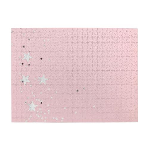 Rosa-weiße Sterne gedruckt, 500-teiliges Puzzle für Erwachsene – Holzpuzzle für Erwachsene und ältere Menschen Rosa-weiße Sterne gedruckt, 500-teiliges Puzzle für Erwachsene – Holzpuzzle für Erwachsene und ältere Menschen von BYwenhopnbs