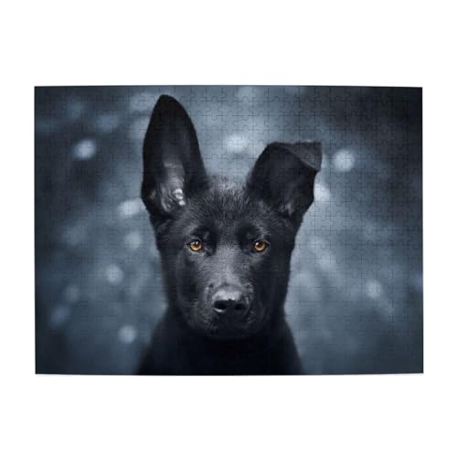 Schwarzer Deutscher Schäferhundwelpe, Deutscher Schäferhund, 500-teiliges Puzzle für Erwachsene – Holzpuzzle für Erwachsene und ältere Menschen Schwarzer Deutscher Schäferhundwelpe, Deutscher Schäferhund, 500-teiliges Puzzle für Erwachsene – Holzpuzzle für Erwachsene und ältere Menschen von BYwenhopnbs