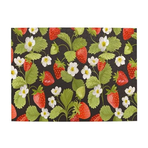 Sommer Vintage Erdbeerblüte Grüne Blätter, 500 Teile Puzzle für Erwachsene – Holzpuzzle für Erwachsene und ältere Menschen Sommer Vintage Erdbeerblüte Grüne Blätter, 500 Teile Puzzle für Erwachsene – Holzpuzzle für Erwachsene und ältere Menschen von BYwenhopnbs