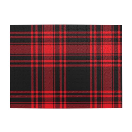Weihnachten Rot Schwarz Tartan Check Schottisch, 500 Teile Puzzle für Erwachsene – Holzpuzzle für Erwachsene und ältere Menschen Weihnachten Rot Schwarz Tartan Check Schottisch, 500 Teile Puzzle für Erwachsene – Holzpuzzle für Erwachsene und ältere Menschen von BYwenhopnbs